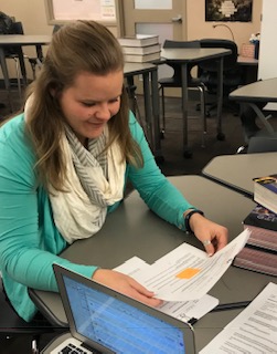 English teacher and Peer Helper Advisor Chelsea Dodds working through the final details and kinks of the Peer Helper Program. This program is expected to begin in early November and more details involving the members of the school and community will be released soon.