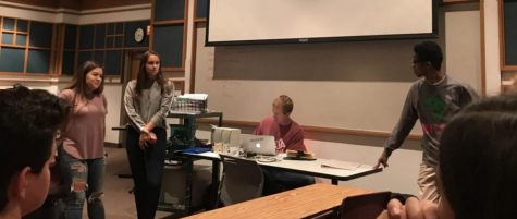 BIZAA club has a meeting in the main forum at 7:10 a.m. every other Monday. Co-presidents Kate Pelletier, Maria Vincent and Abdul Mohamed talk about what had been going on in the past week.