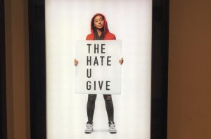 Amandla Stenberg on the billboard for The Hate U Give at the Marcus theater in Oakdale in the fall, used for advertisement. 