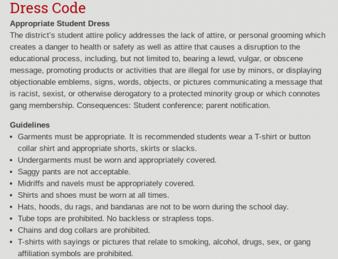 The district wide dress code sets the standards for a safe learning environment for all. This year, a new policy regarding hoodies was put in place.  