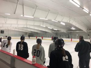 Varsity girls team practices at the Lily Lake arena on Nov. 14 as they prepare for their game against Forest Lake.