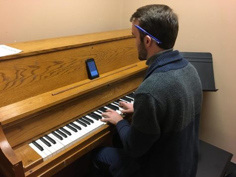 Senior Ben Valerius rehearses in preparation for his Coffeehouse audition. He plans on auditioning with "The Girl from Ipanema" by Joao Gilberto and Stan Getz.