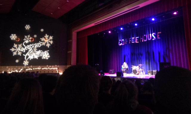 A glance from the audience as a performance occurred at the Winter Coffee House on Dec. 21. This was during the second show of the night at SAHS.