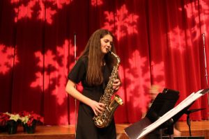 Sherilyn Patterson played her saxophone during the Jazz band portion of the Winter Concerts on Dec. 16 and 17. She played oboe and English horn in the Wind Symphony and Concert Orchestra portions of the concert.