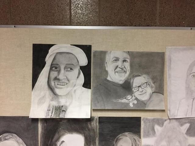 The Da Vinci Fest features drawings. Both the picture on the left, by junior Jordan Schmidt, and the picture on the right, by junior Lily Cichon, were submitted in the 2018 Da Vinci Fest. Both done in charcoal, Schmidts piece is a portrait of sophomore Abbie Garness, and Cichons piece portrays her parents.