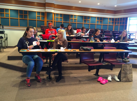 Key Club members participated in making May Day baskets for teachers last year. The Key Club has over 90 members and meets every other Thursday in the main gym. 