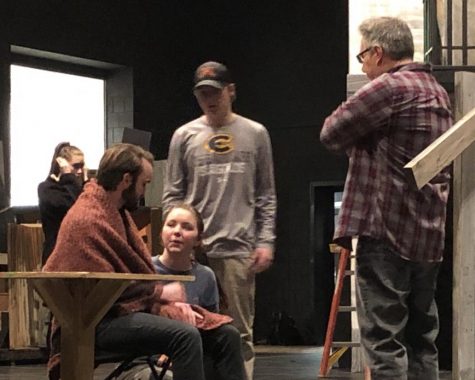 Seniors Ben Valerius and Abbe McBride practice for Les Miserables. This is one of the theatres daily practices from 2:30-7:30 p.m. in the auditorium. 