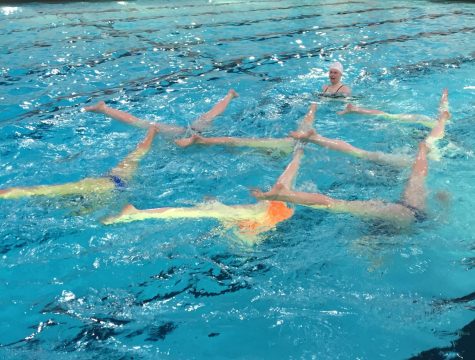 The synchronized swimming team practices everyday after school, getting ready to compete at state competitions this year. Their goal is to earn high scores and support their team through the event.