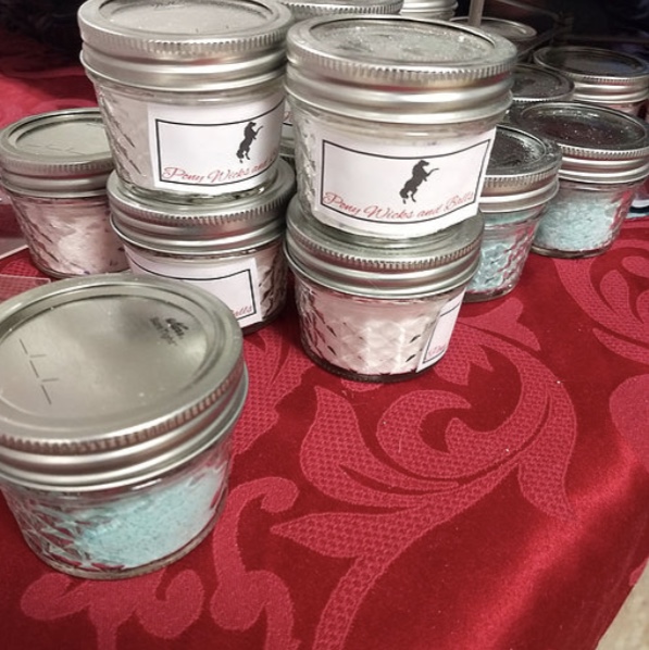 The different types of bath salts that are sold at Pony Wicks and Balls.