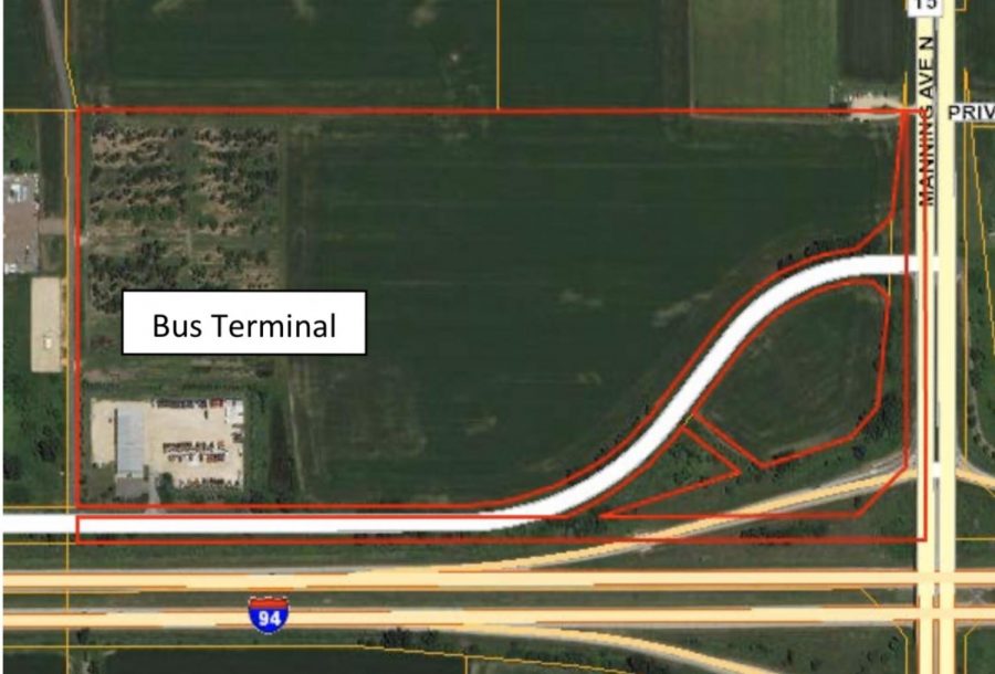 The boundaries of the current bus terminal on Hudson Boulevard North in Lake Elmo. The bus terminal is at risk of closing following a Lake Elmo City Council meeting in January