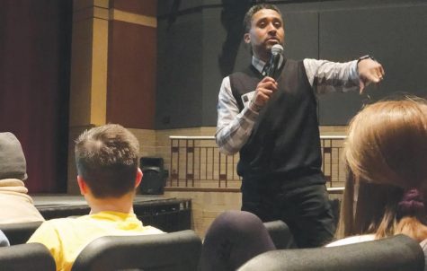 Dr. Keith Mayes presents to Seniors March 2 in the auditorium. In his presentation, Mayes addresses the importance of respecting diversity in the community and eliminating microaggressions.