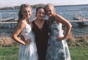 Seniors Jenna Yingling, Annika Brown, and Catherine Monty before prom 2019. The girls were very excited for the big night.