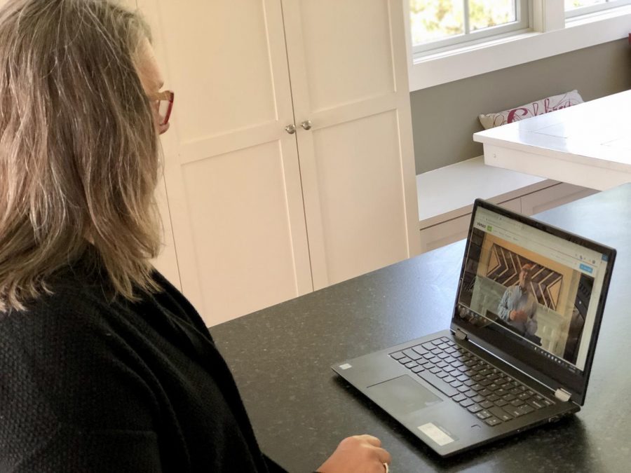 With churches being closed, online worship has been the best way for people to attend church. St. Andrews Lutheran Church located in Mahtomedi is using the platform of Vimeo to upload online worships. Church member, Sara Meslow watches Pastor Kyle Jackson give a sermon online. 