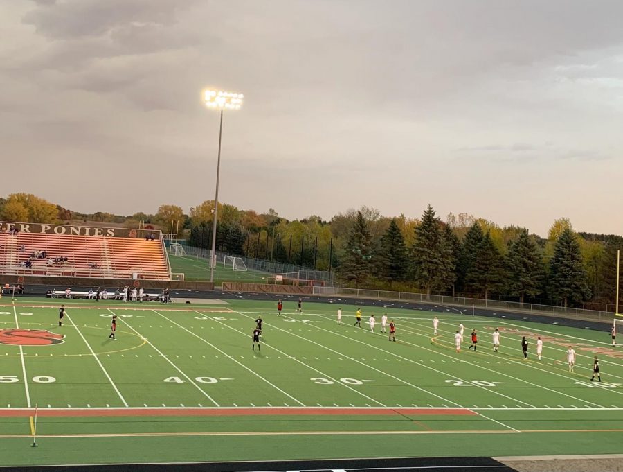 Stillwater boys soccer defend the home plate against Cretin-Derham Hall, all while maintaining and following guidelines. Soccer is one of the first sports to be playing during this time, and it is going very well. 