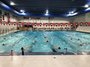 The girls swim team practices as this season’s sectional meet approaches. Due to the COVID-19 pandemic, their season looks much different than in previous years.
