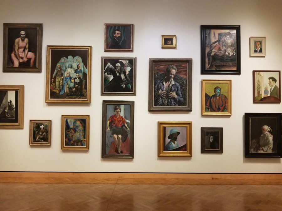 The portrait wall at MIA, on the third floor, contains many different types of portraits.  Some are self portraits that are very realistic and others are more abstract portraits of others.