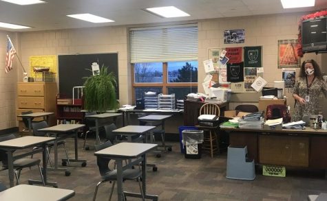 Calculus teacher Mrs. Nords Classroom lays empty at the end of Nov. 9, the last day school will be in session for students in Group A. The school will still be  open to teachers and students who are involved in extracirriculars.