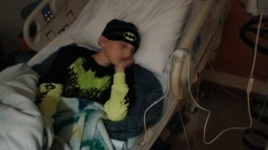 Danny Valerius sleeping in the hospital bed during one of his many visits in the winter of 2015. Danny was in the first and most intense stage of his chemotherapy at this time where he went twice a week.