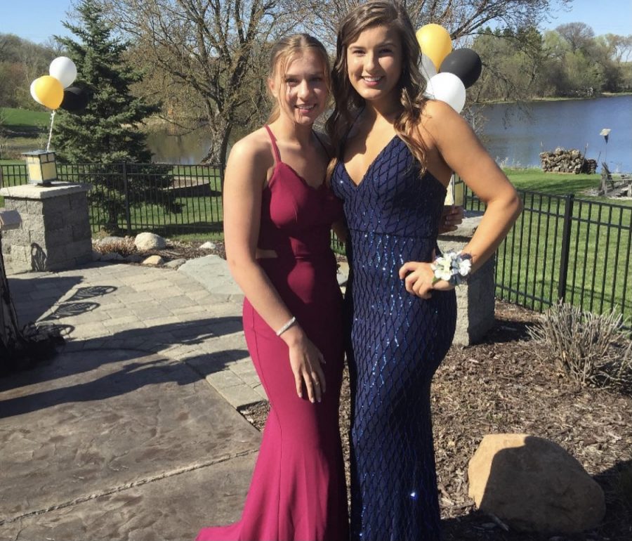 Seniors Haley Eder-Zdechlik and Sophie Schuster at their prom in 2019.