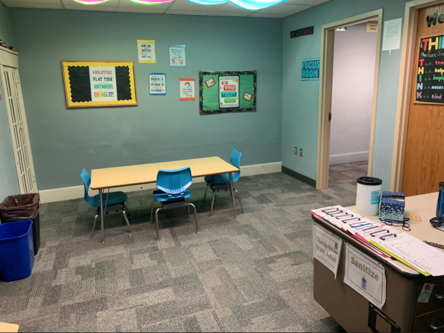 The Green Room at Anderson Elementary School is available for students who need a little time to process emotions and get their heads back in the game for school work. Staff hopes that this room will alloy for students to perform better while eliminatinng distractions.