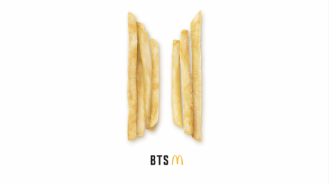 McDonald’s teaser for upcoming BTS celebrity meal collaboration set for May 26 in the United States of America. The advertisement consists of fries forming the BTS logo.