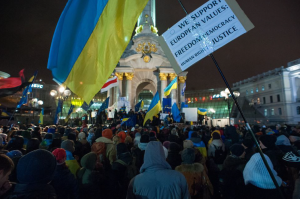 A Ukraine protest from Nov. 2013. Protesters stood for democracy, human rights and freedom. 