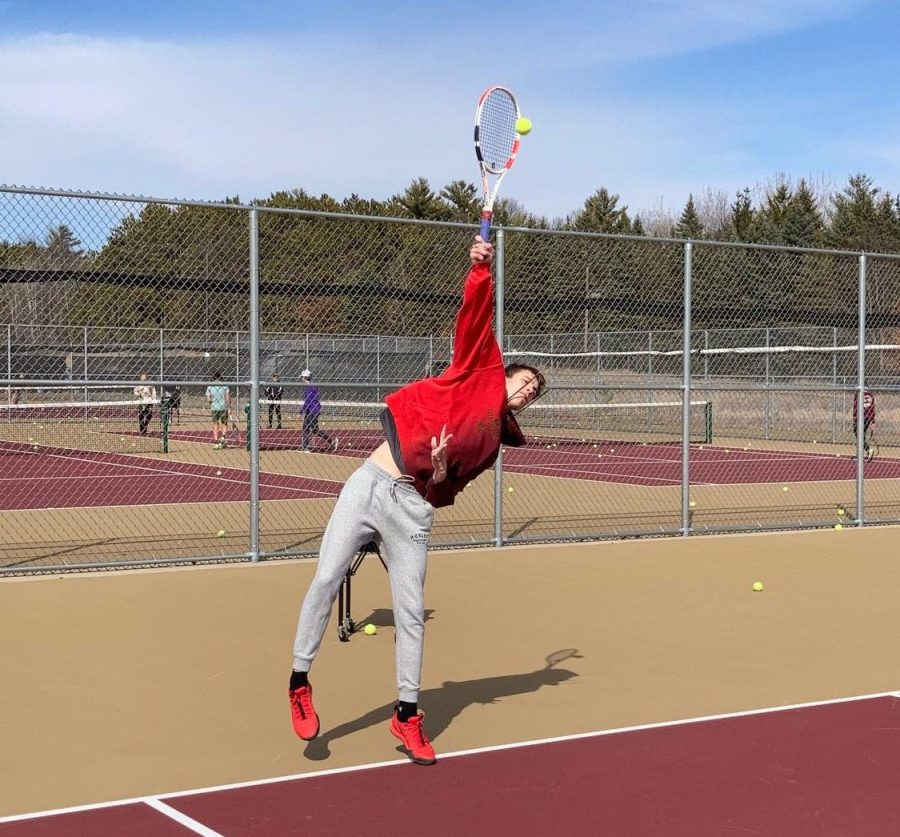 Carter Magistad playing during practice in their first week of season on March 30. The team practices after school on weekdays.