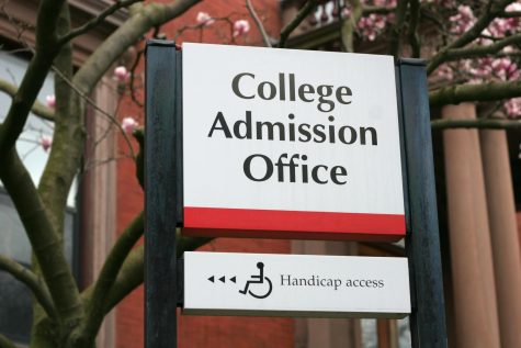 College admissions office sign