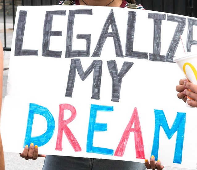 This is a picture of a sign at a DACA rally on Sep. 5, 2017 outside of the White House. The overturning of DACA will affect hundreds of thousands of people.