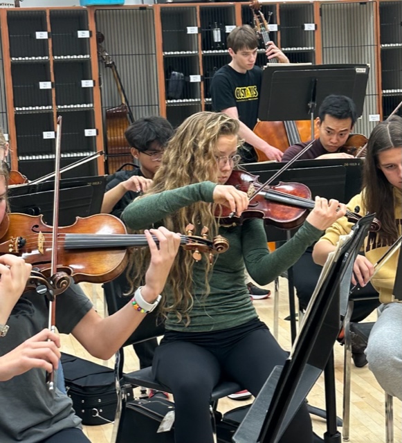 Senior+Jocelyn+McBride+plays+her+violin+in+Concert+Orchestra.+She+is+a+second+violin+and+participates+in+this+class+everyday+during+fifth+hour.