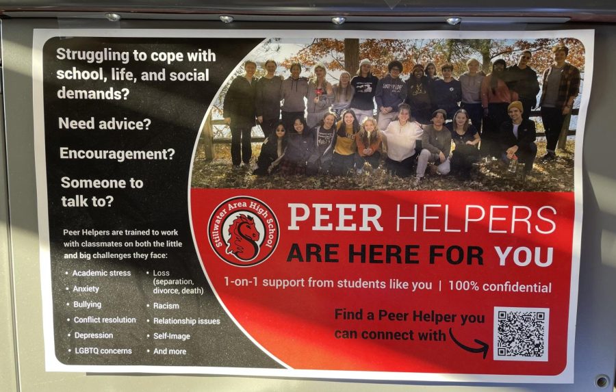The Peer Helpers banner for students to sign up. Scan the QR code.