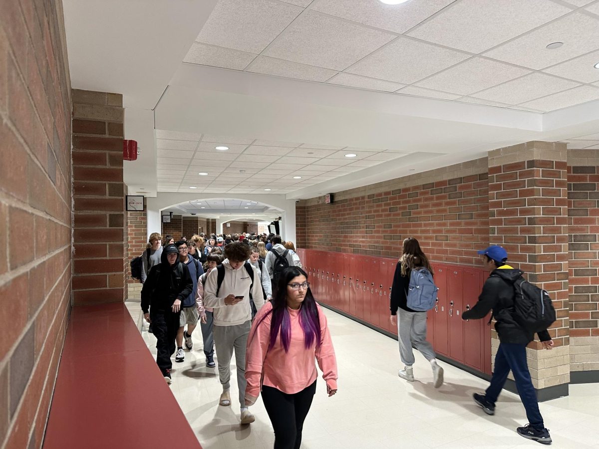 Students walking in the hallway.
