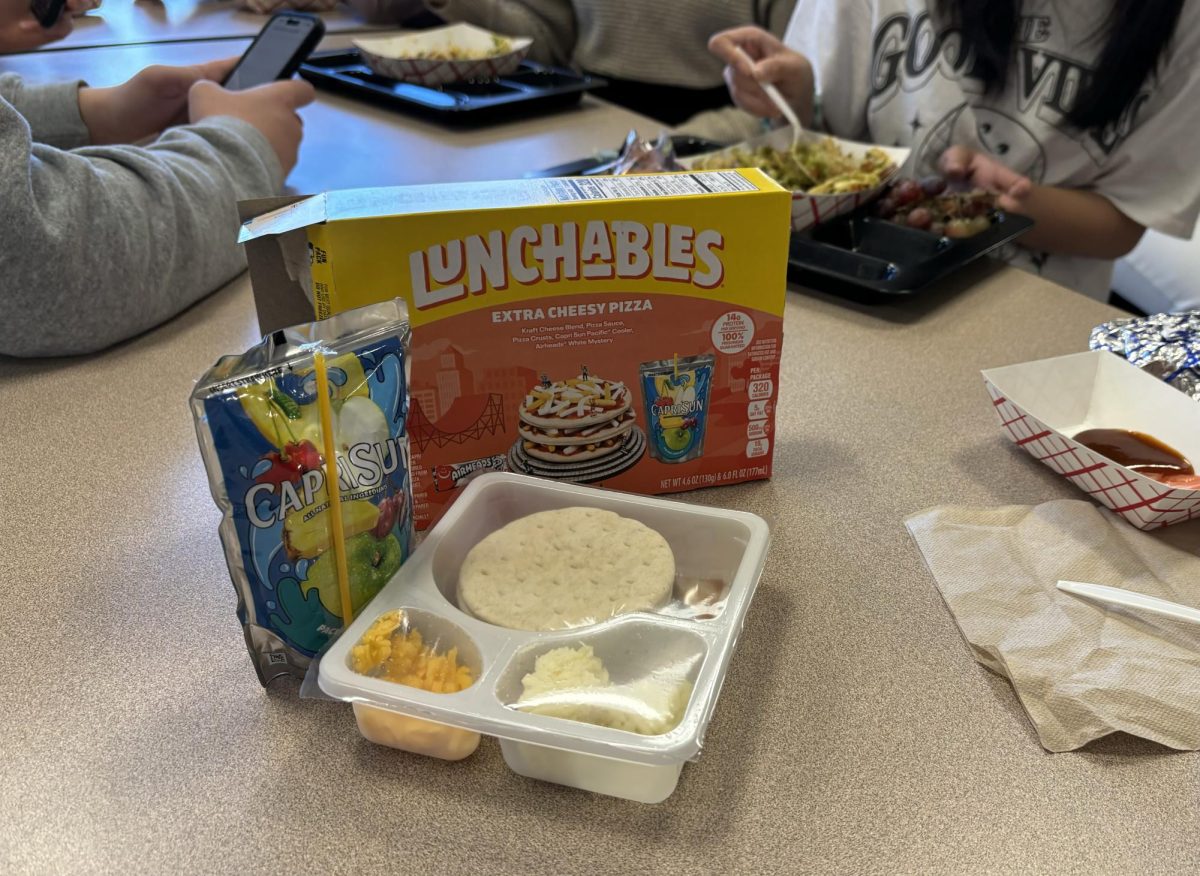 Lunchables ready to be eaten at a school lunch table. This may be reality with the possible introduction of lunchables in the Smart Snacks. 