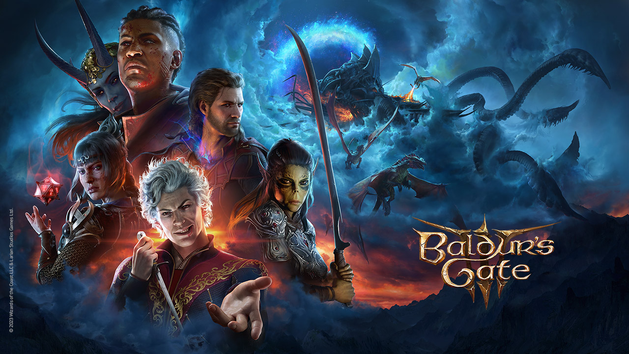 This is an image of the games title-screen. Baldurs Gate 3 came out on Dec. 7, 2023. Baldurs Gate 3 is a great game for lovers of Dungeons and Dragons and/or Role-Playing Games.