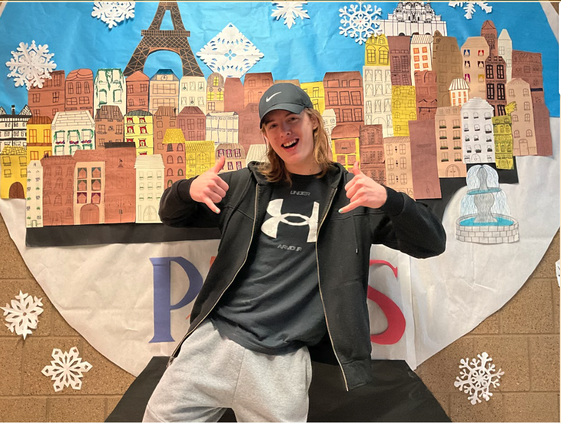 Junior Gabriel Strand poses for photo during French Club. Strand spends a lot of his time with Madame Jackie Parr either in French Club or simply hanging out after school. Strand and Parr have a strong bond, due to constant interactions aided by his perfect attendance.