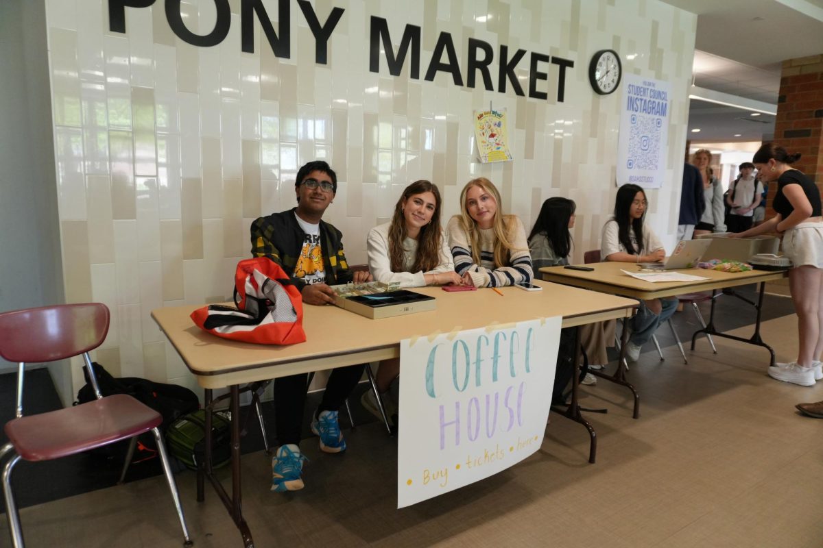 NHS members sell tickets for spring Coffeehouse at lunch. Spring Coffeehouse begins May 10. Shows are at 6 p.m and 8 p.m.