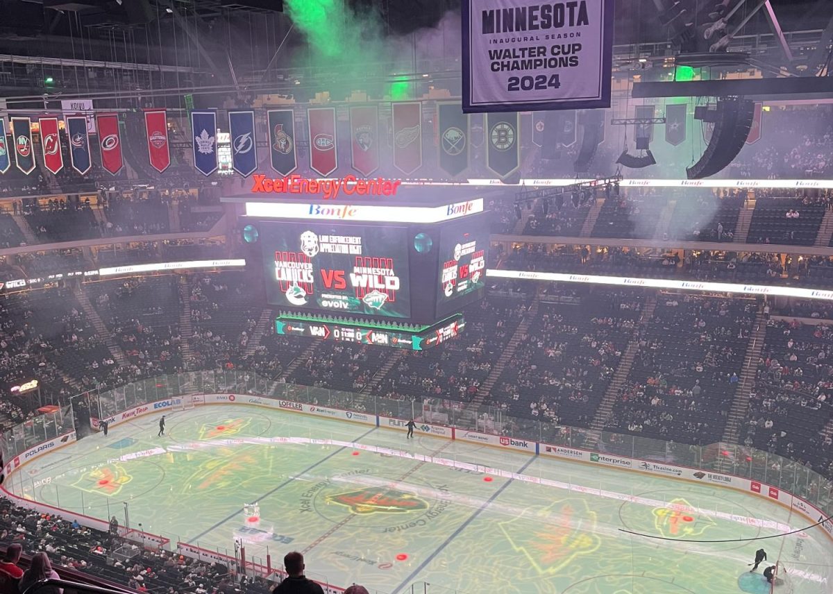 The fog and siren blasts at the Xcel Energy Center seconds before players come out. This is a tradition made so fans can get excited.