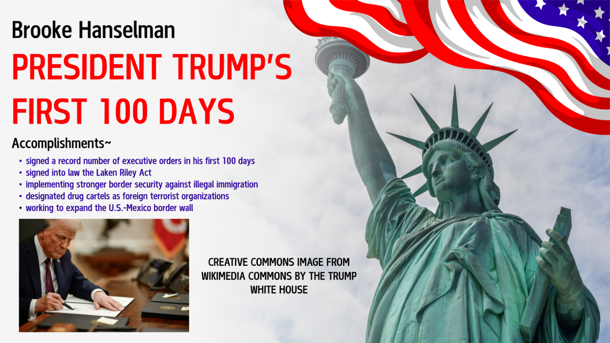 President Trump has had many accomplishments during his first 100 days such as; stricter border security, economic progress and strict foreign policies. This is already and will continue to move the United States in a positive direction.
