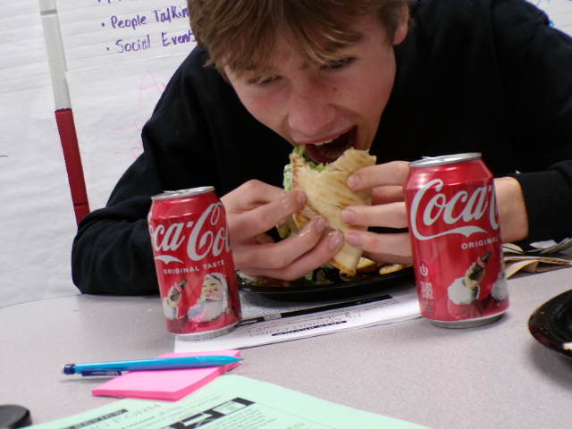 symetrical coke when eating a the sweet seasoned gyro. 