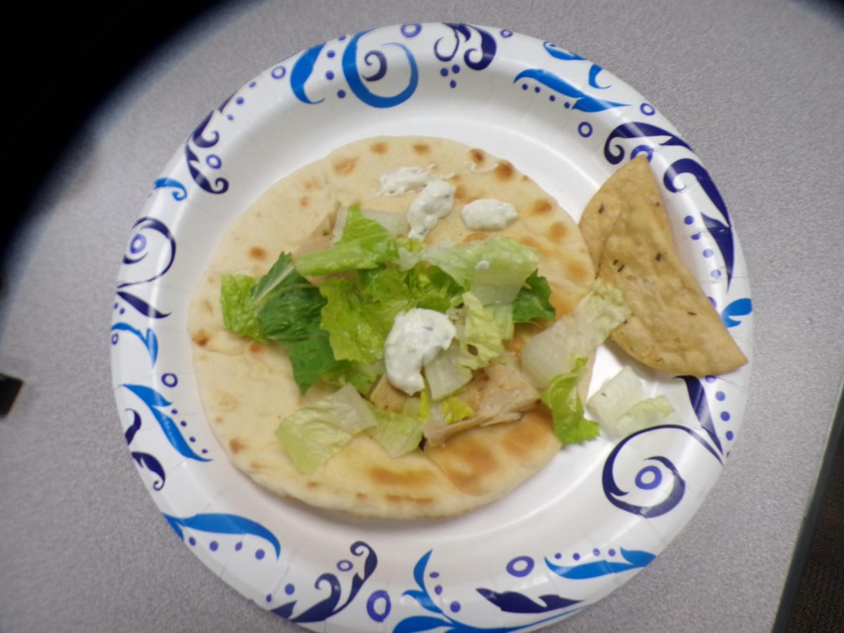 A quick, easy lunch with warm pita, tender meat, fresh lettuce and cool sauce layered on top. 