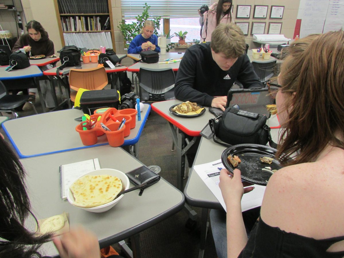 Students enjoy getting to experience dino's gyros. Students eat while hanging with friends and doing school work.