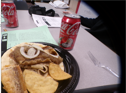 Shows the food out front with my drink in the back. has all of the review in it.