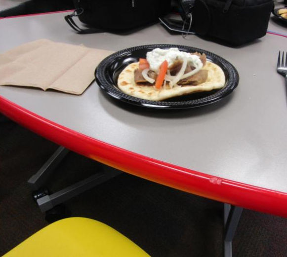 Dino's Gyros have an inviting look. They also have fresh ingredients and a tangy scent. 